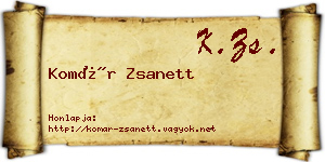 Komár Zsanett névjegykártya