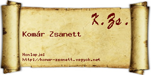 Komár Zsanett névjegykártya